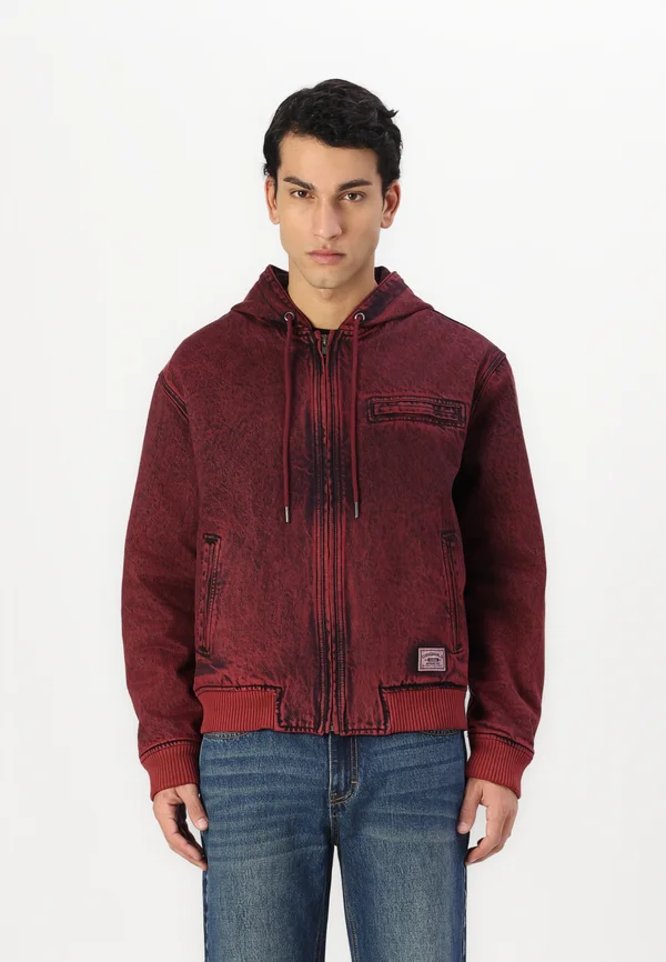 GO SANDED  - Jeansjacke - tinted acid maroon