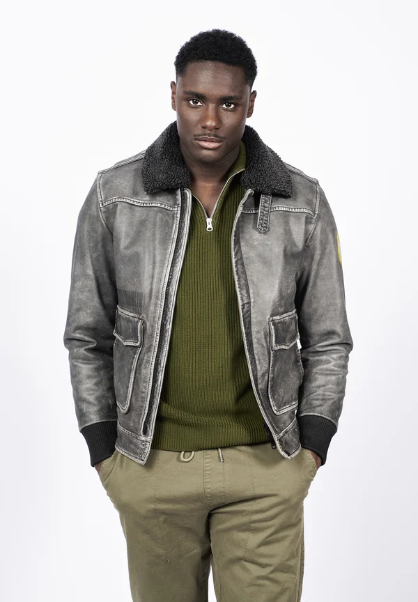 GOOD VIEW - Lederjacke - used grey