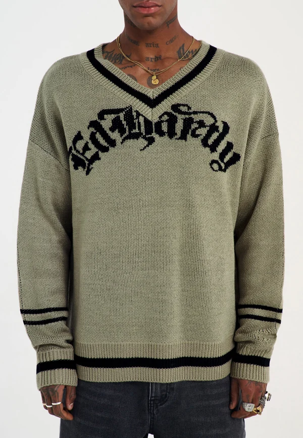 GOTH DRAG V NECK  - Strickpullover - green