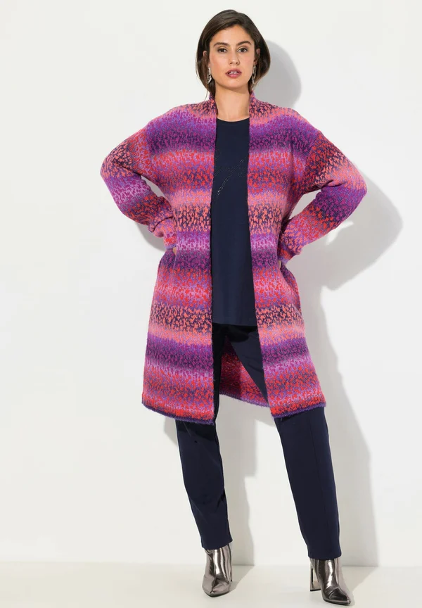 GRADIENT STRIPED GOBLET COLLAR - Strickjacke - berry