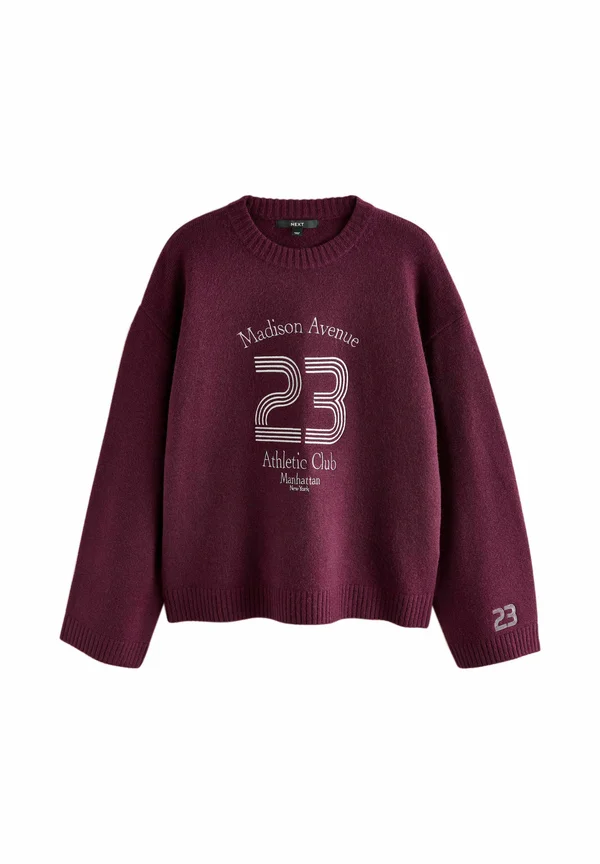 GRAPHIC EMBROIDERED - Strickpullover - burgundy red