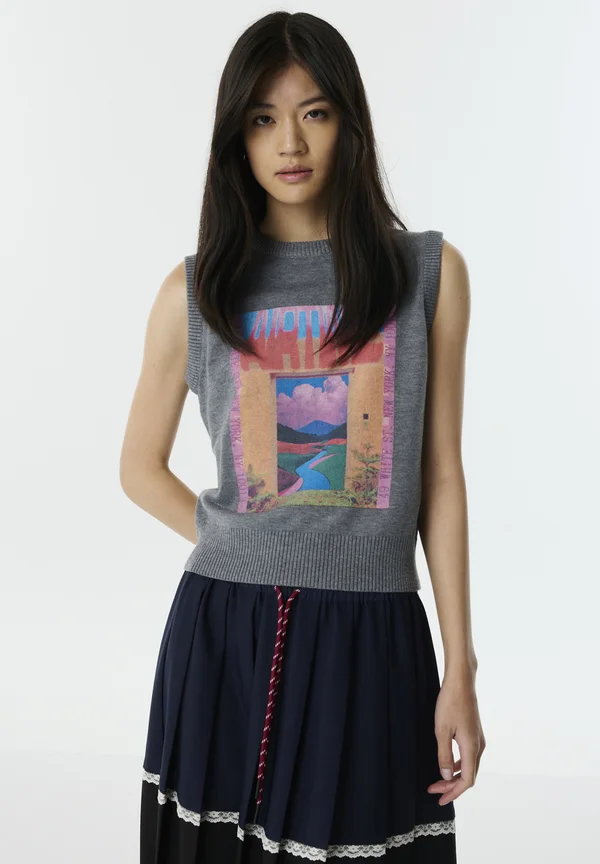 GRAPHIC PRINTED - Strickpullover - grey