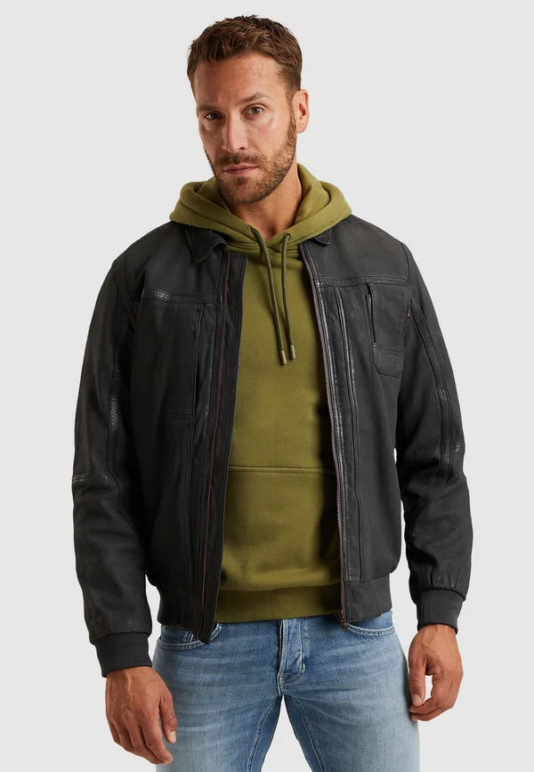 GREENVILLE - Lederjacke - gray pinstripe