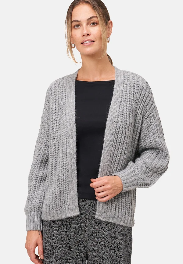 GROB OFFENER STYLE - Strickjacke - grey melange
