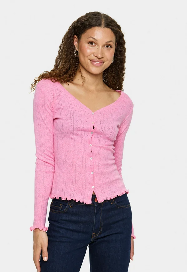 GRUSZ POINTELLE - Strickjacke - wild rose melange