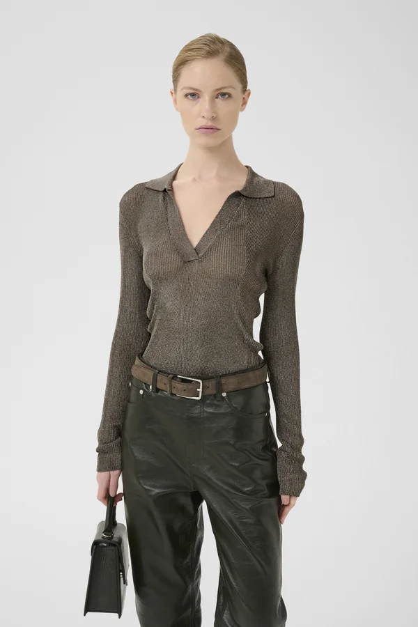 GZSILVI POLO  - Strickpullover - warm grey metallic