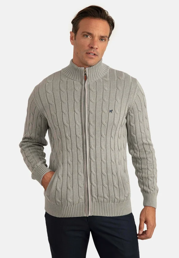 HAIR BRAIDED FULL ZIP - Strickjacke - grey melange