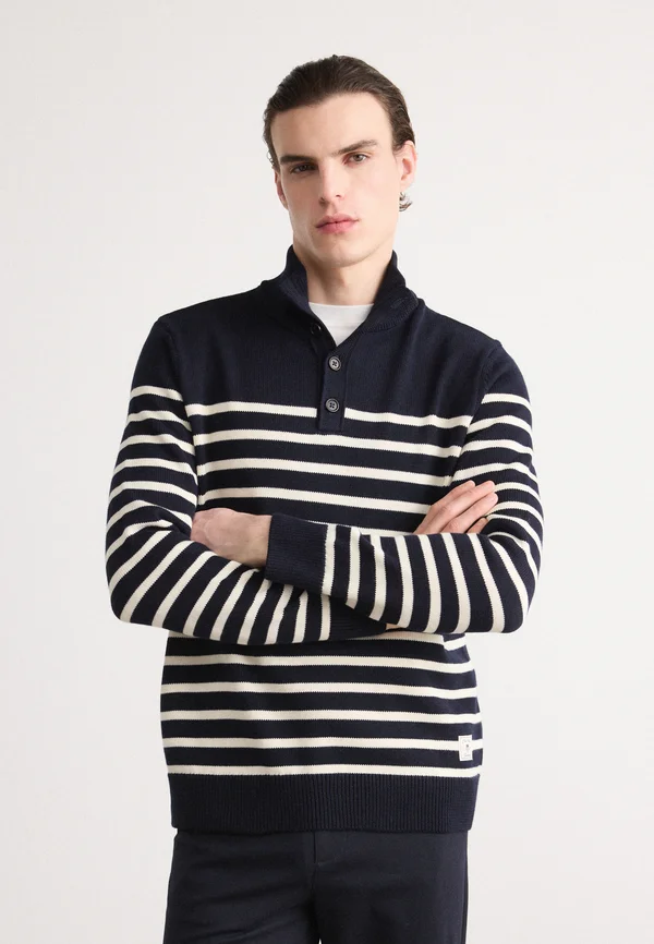 HALF BUTTONED NECK - Strickpullover - evening blue