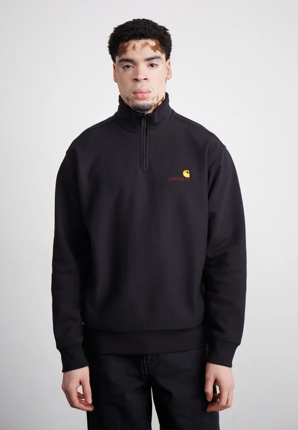HALF ZIP AMERICAN SCRIPT - Sweatshirt - black
