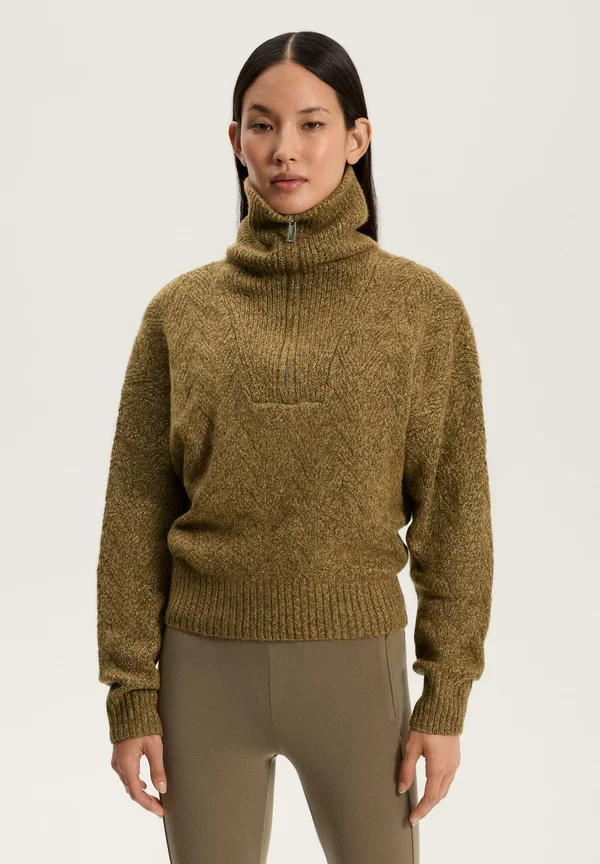 HALF-ZIP MIXED KNIT - Strickpullover - khaki