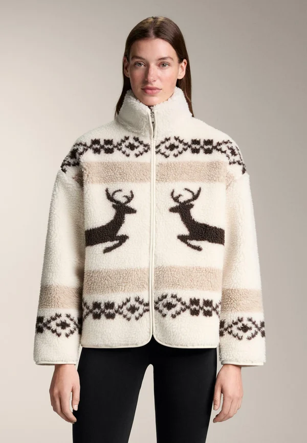 HALF-ZIP SKIER FAUX-SHEARLING - Fleecejacke - stone