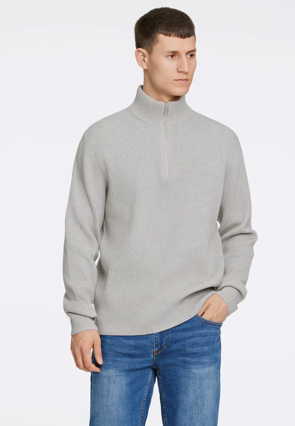 HALF ZIP  - Strickpullover - lt grey mel