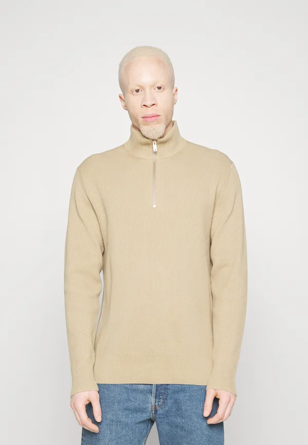 HALF ZIP  - Strickpullover - stone