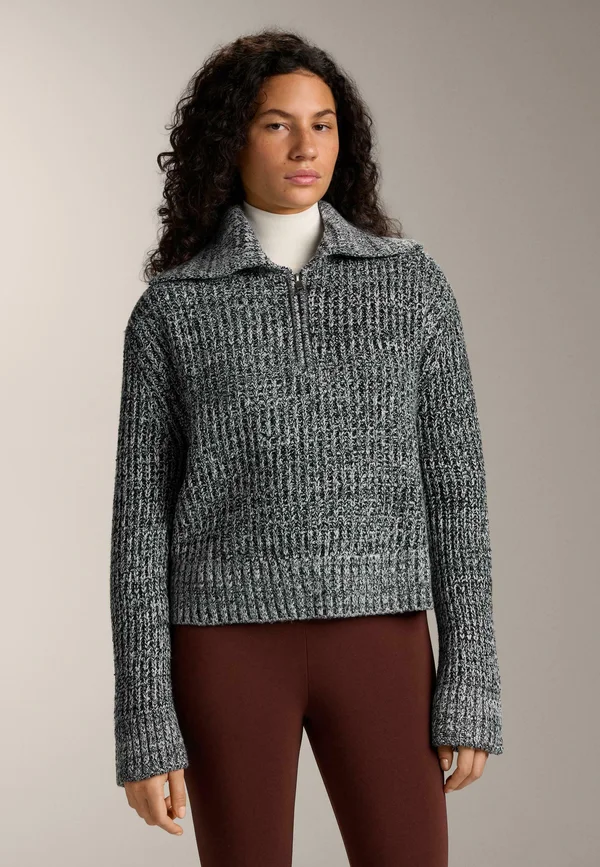 HALF-ZIP TWISTED - Strickpullover - black