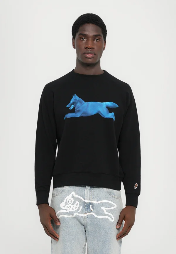 HALFTONE RUNNING DOG CREWNECK - Sweatshirt - black
