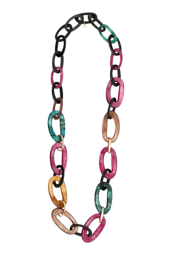 Halskette - rose-ocher-white