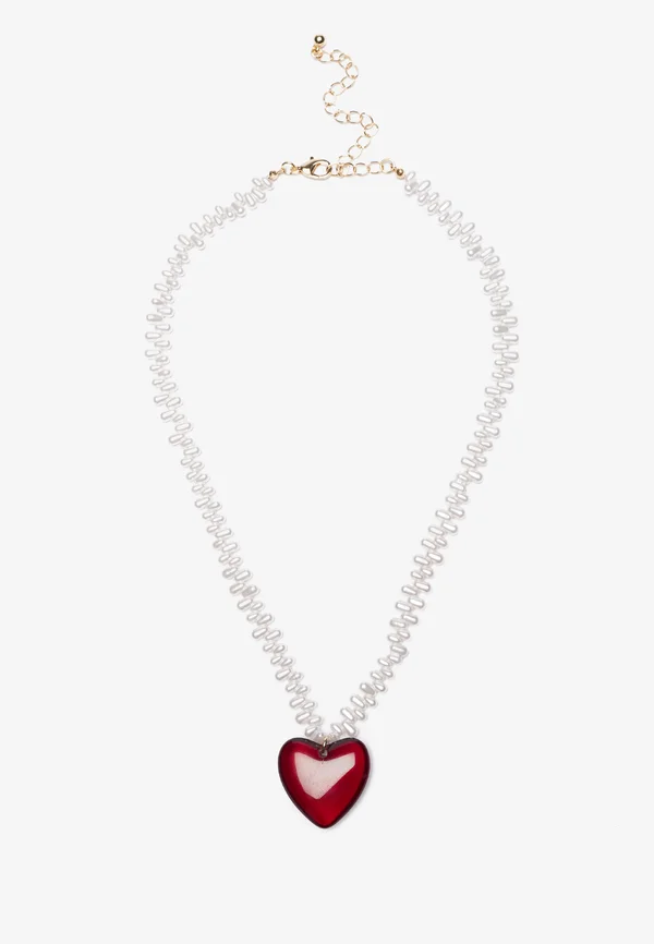 Halskette - white/red