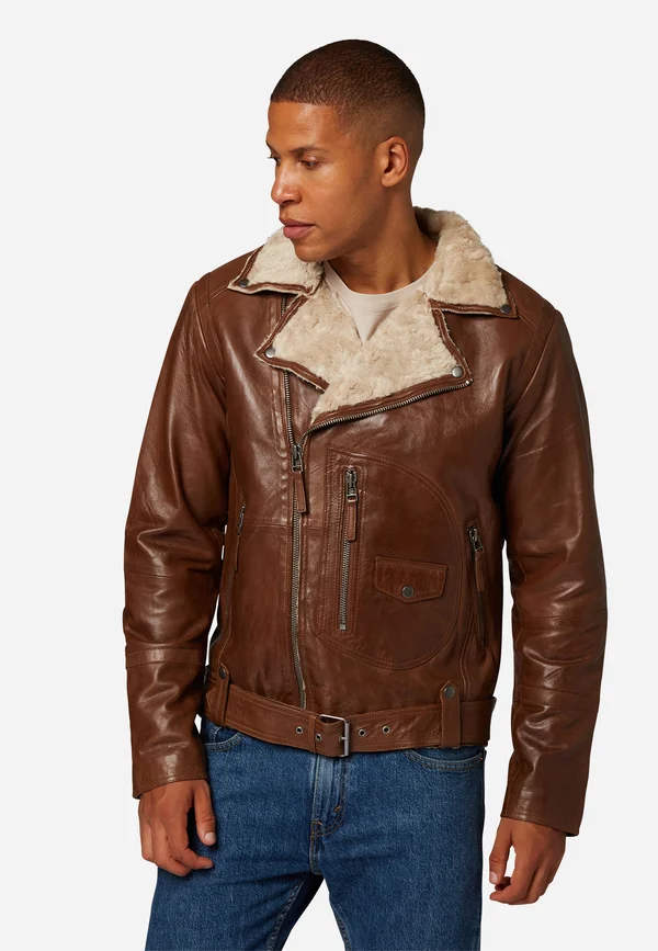 HARLEM - Lederjacke - cognac