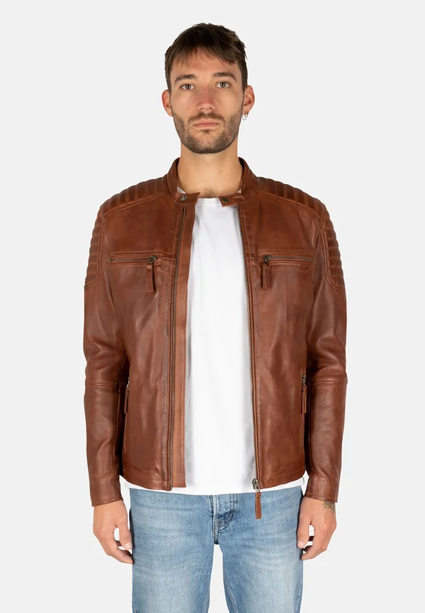 HARRISSON BIKER HERITAGE - Lederjacke - cognac brown