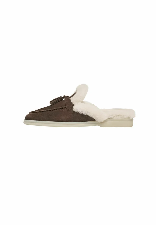 Hausschuh - deep taupe suede fur