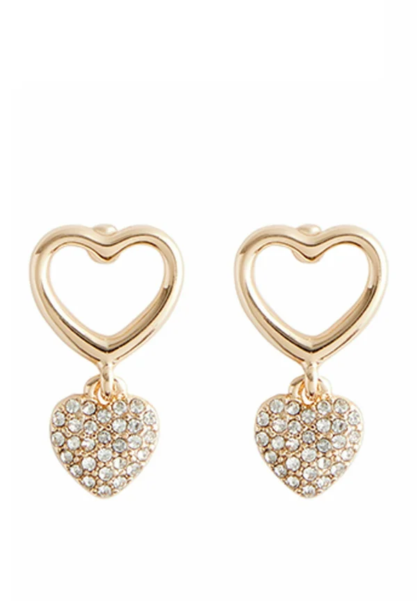 HEART DROP SPARKLE STUD - Ohrringe - gold tone