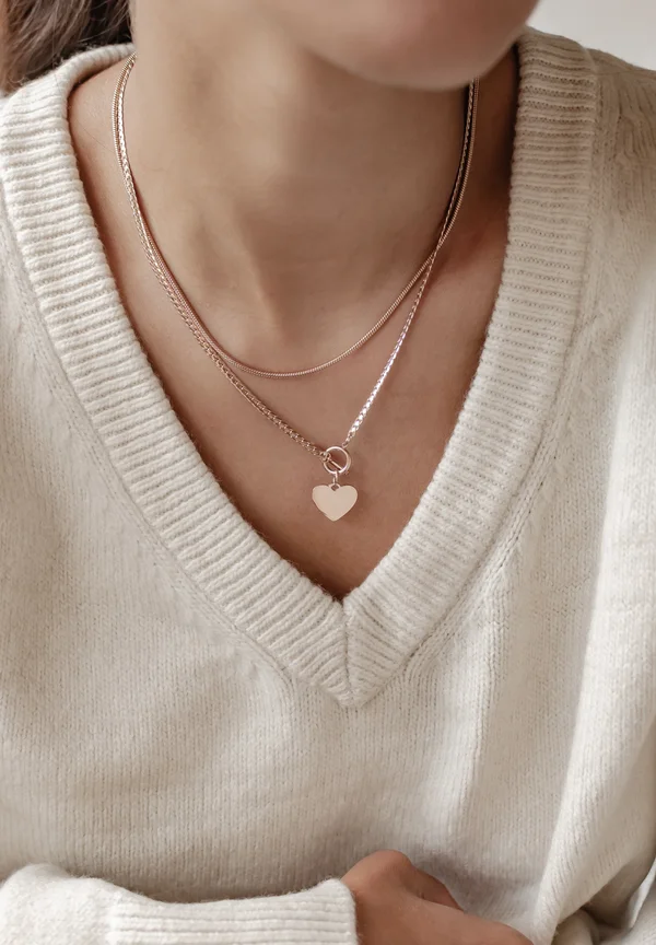 HEART SET - Halskette - rose gold-coloured