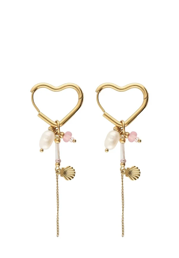 HEART-SHAPED WITH BEADS PEARLS - Ohrringe - gold-coloured