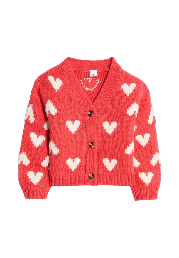HEART V NECK - Strickjacke - red mix