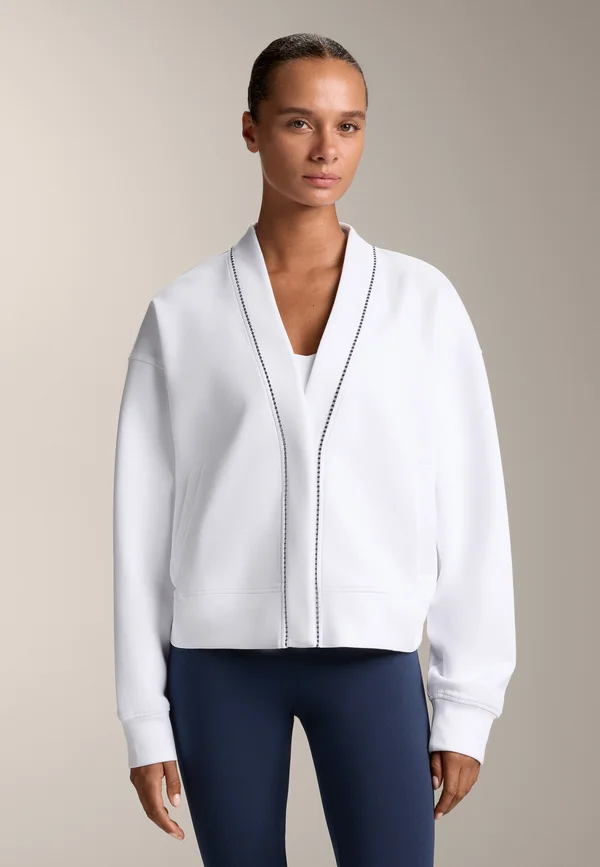 HEAVY WEIGTH COTTON BLEND PIQUÉ - Strickjacke - white