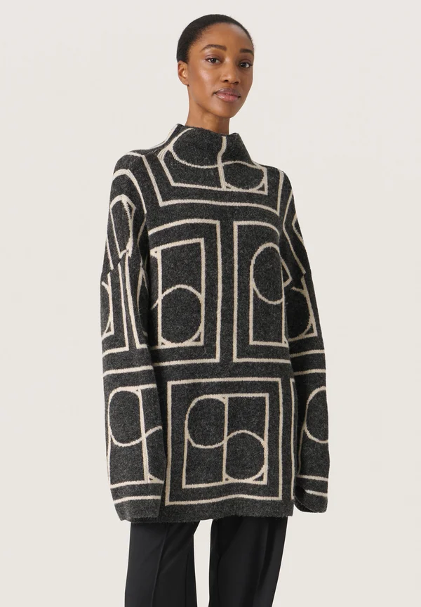 HEDAYA - Strickpullover - black w white monogram