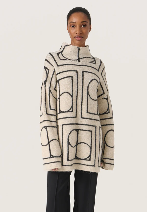 HEDAYA - Strickpullover - whisper white w black monogram