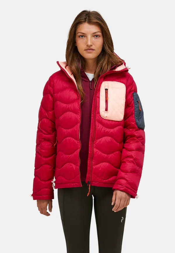 HELIUM UTILITY HOOD JACKET - Daunenjacke - tech burgundy/peach fuzz/