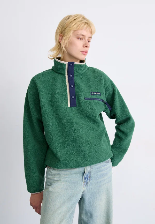 HELVETIA™ II CROPPED HALF SNAP - Fleecepullover - rain forest/collegiate navy/dark stone