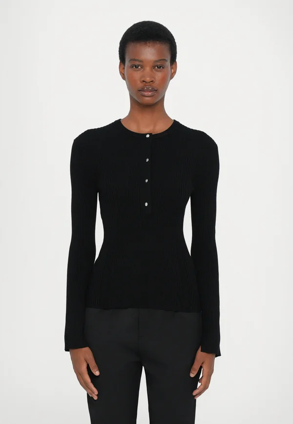 HENLEY - Strickpullover - black