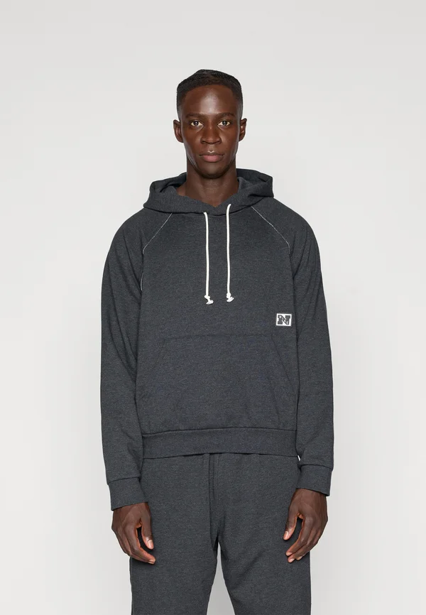 HERITAGE TOP - Kapuzenpullover - black/heather/pale ivory