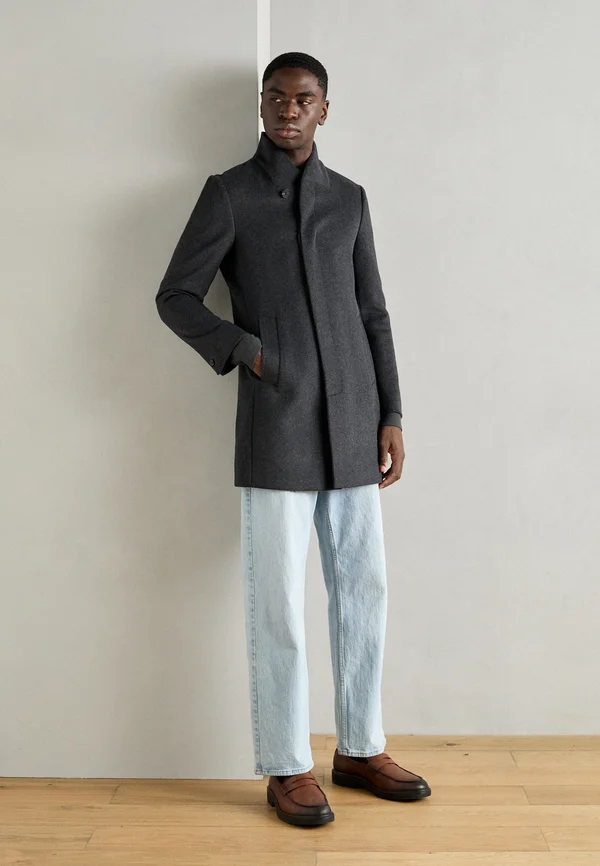 HIDDEN BUTTON PLACKET - Kurzmantel - dark grey