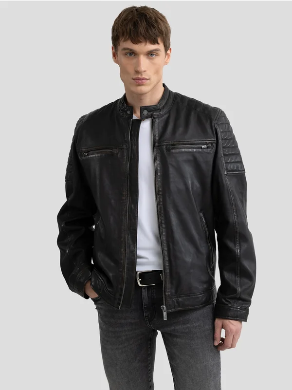 HIDEO - Lederjacke - schwarz