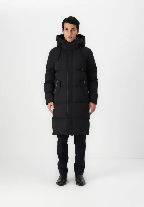 HIGH COLLAR LONG PUF - Daunenmantel - jet black