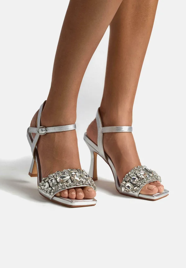 High Heel Sandalette - plateado