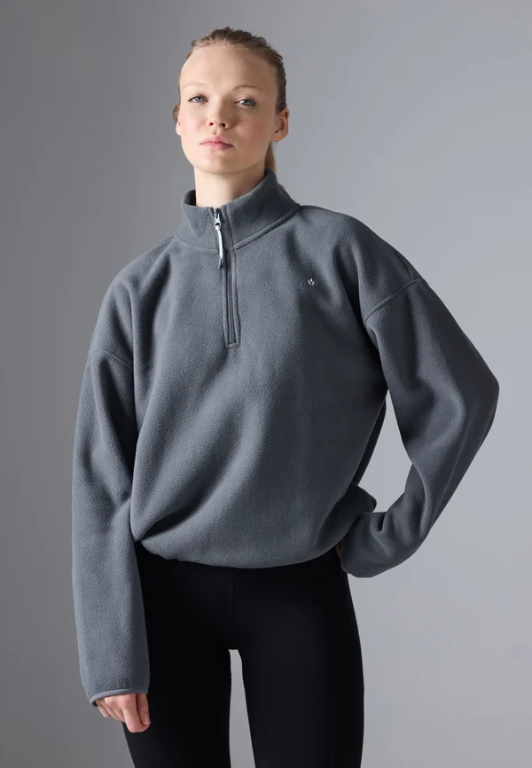 HIGH NECK FLEECE WITH ZIP AND ADJUSTABLE DRAWSTRING WAIST - Fleecepullover - 103 - dark grey