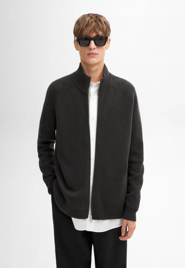 HIGH NECK - Strickjacke - dark blue