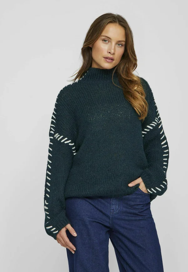 HIGH NECK - Strickpullover - scarab