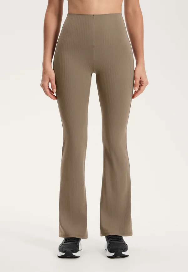 HIGH RISE COMPRESSIVE CORE CONTROL BLOCK STRIPE FLARE - Stoffhose - beige