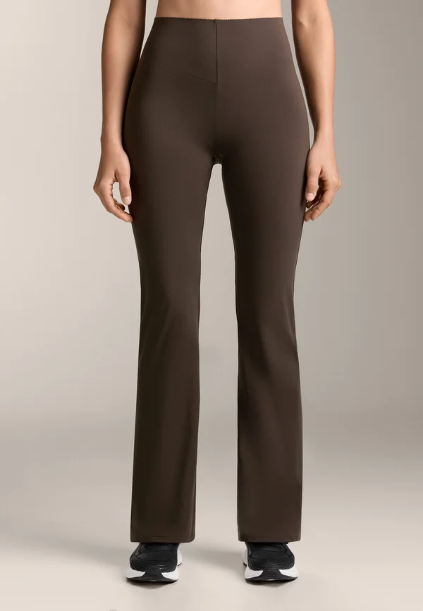 HIGH RISE COMPRESSIVE RISE UP FLARE - Stoffhose - dark brown