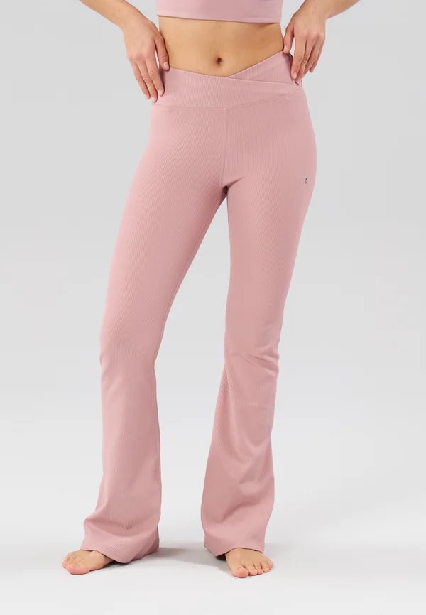 HIGH RISE FLARED LEGGINGS WITH WRAP WAISTBAND - Jogginghose - mauve