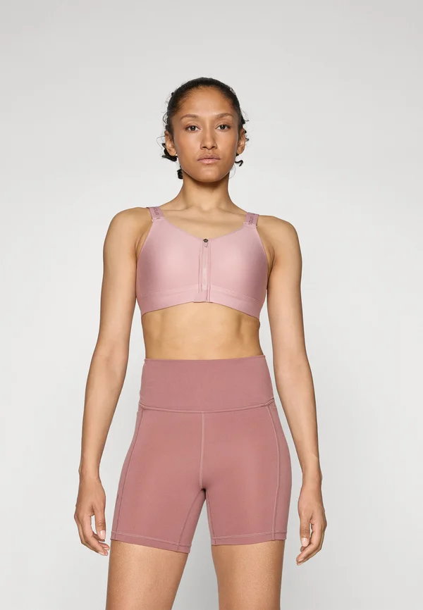 HIGH ZIP BRA - Sport-BH mit starker Stützkraft - tourmaline pink/maroon mist
