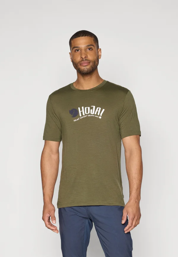 HOJA WOOL MIX T SHIRT M - T-Shirt print - laurel green