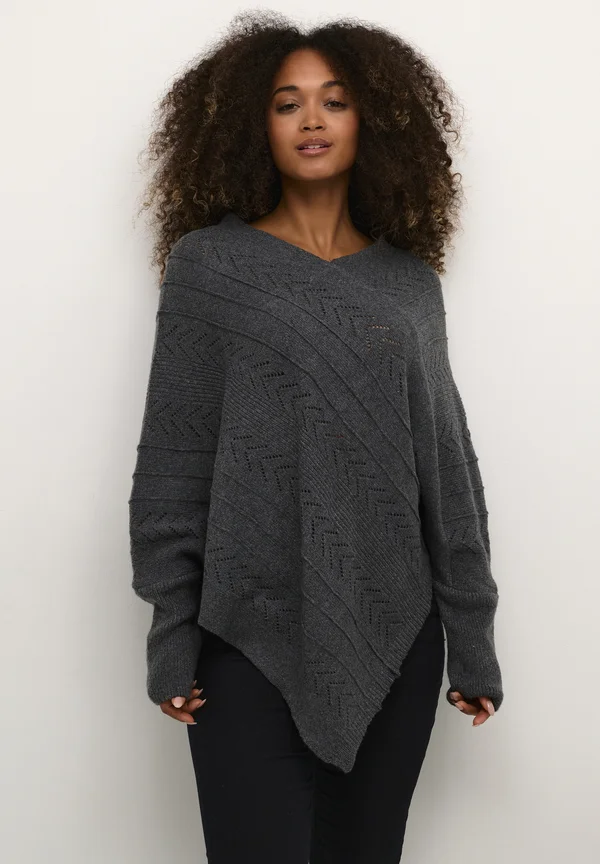 HOLIDAY PONCHO - Strickpullover - asphalt melange