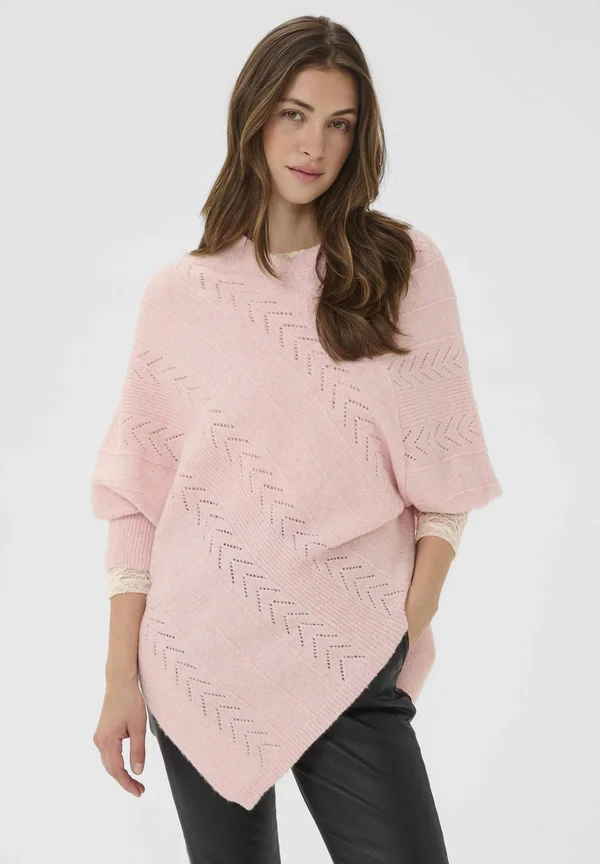 HOLIDAY PONCHO - Strickpullover - mahogany rose melange