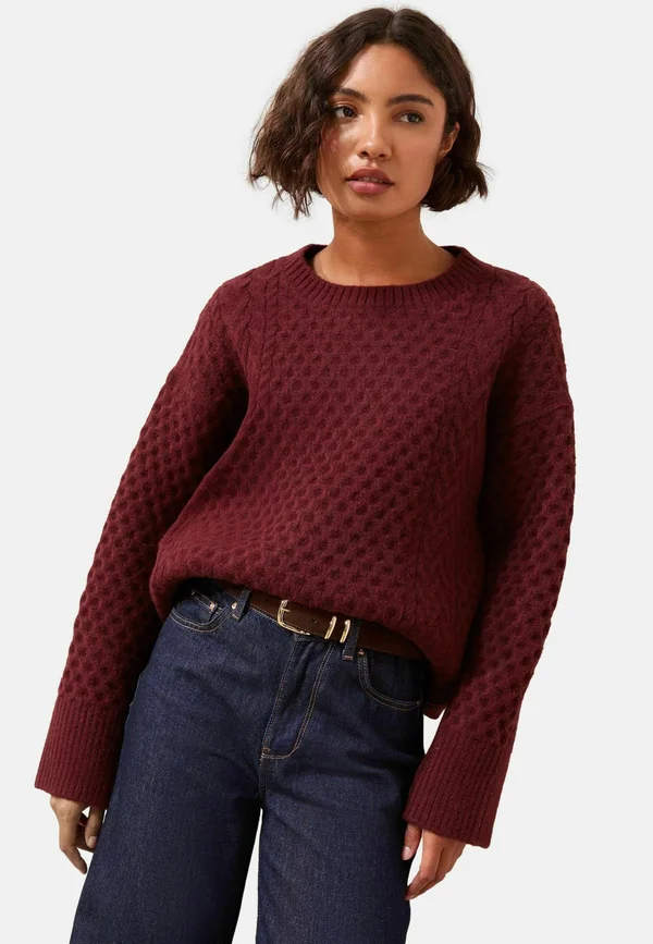 HONEYCOMB DETAIL - Strickpullover - berry red